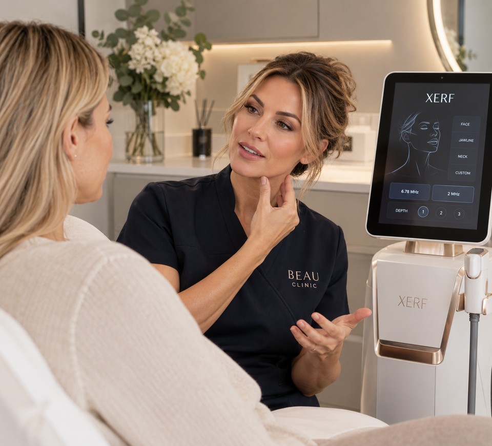 XERF skin tightening consultation for the face, jawline and neck at Beau Clinic in Kent